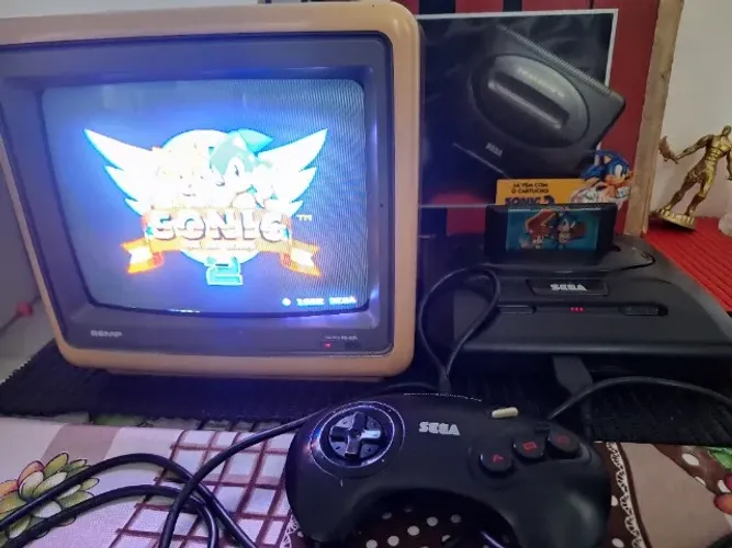 Mega Drive + Sonic 2 original + Controle Original + Caixa com Isopor 