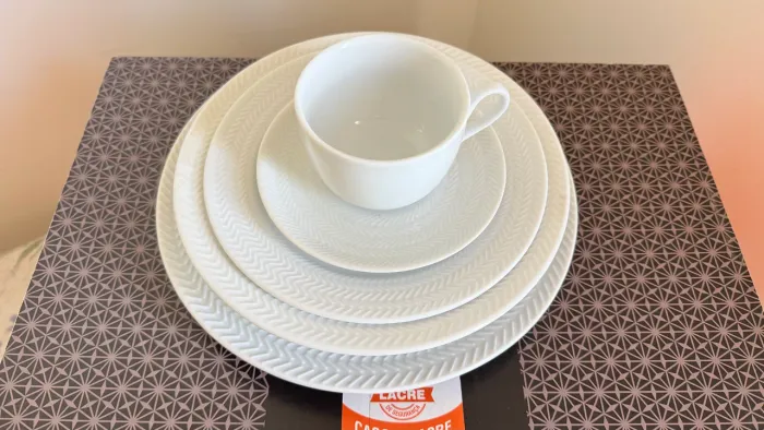 Aparelho De Jantar 30 Peças Chevron Porcelana Branco Germer