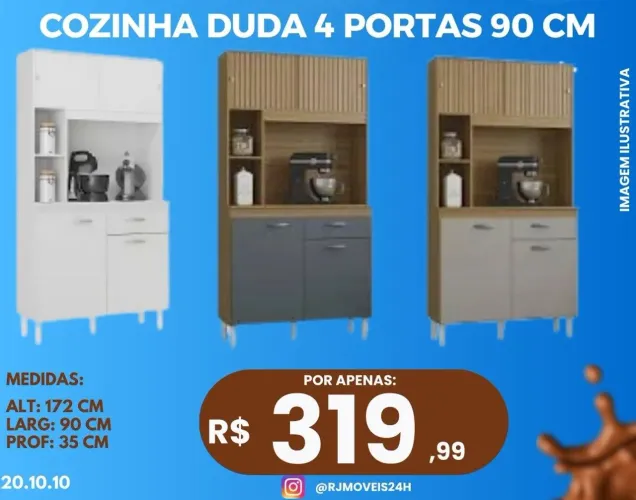 Kit Cozinha Duda 90 - Armário de Cozinha Completo
