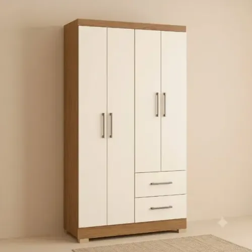 Guarda Roupa Vitoria Noce/Perola - Frete Grátis