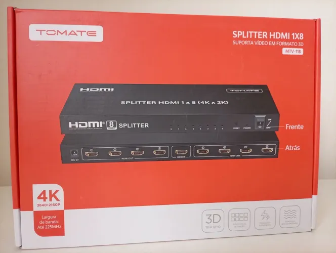 SPLITTER HDMI 1x8 PORTAS 4k FULL HD 1.4 HUB DIVISOR DE SINAL PRODUTO NOVO <br>