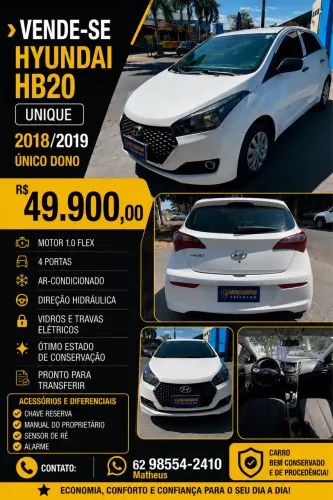 Hyundai HB20 Unique 1.0 Flex 12V Mec. 2019