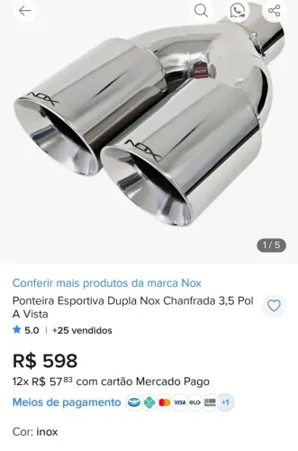 Ponteira Esportiva Dupla Nox Chanfrada 3,5 Pol