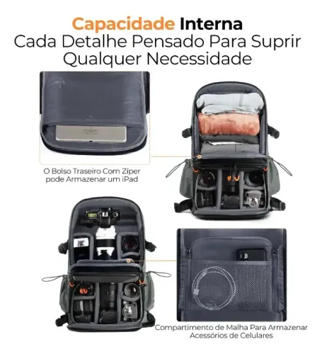 Mochila Fotográfica Impermeável K&f P/ Câmeras Dslr Slr 32l