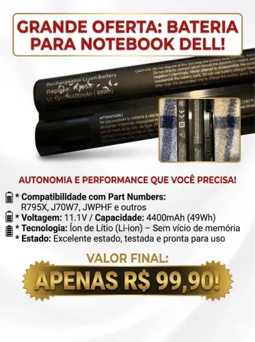 BATERIA PARA NOTEBOOK DELL! Li-ion Battery Replace: 4705*7 11.1V-34400mAh ( 49Wh)