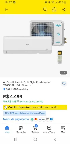 Ar condicionado Elgin 24 mil Btus Lacrado