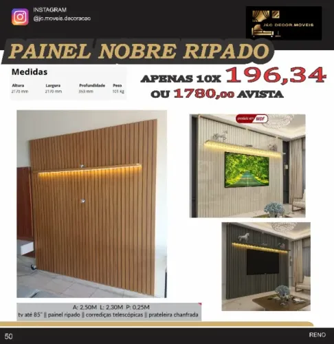 PAINEL NOBRE RIPADO NO MDF COM LED