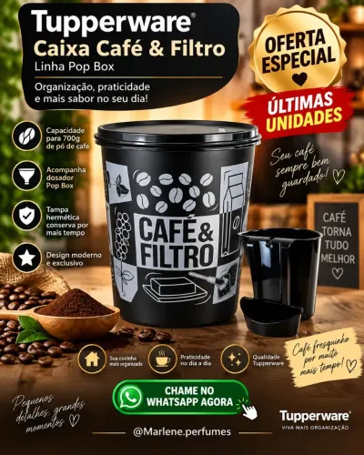 Tupperware Caixa Café & Filtro ,Linha Pop Box