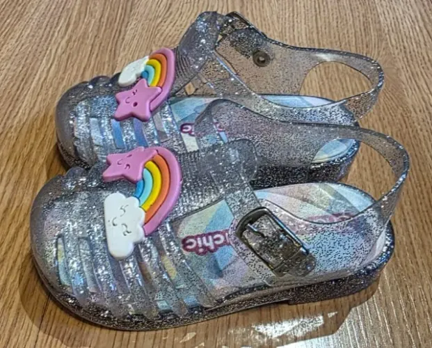 Sandália infantil Charmosinha Chic com glitter, tamanho 19