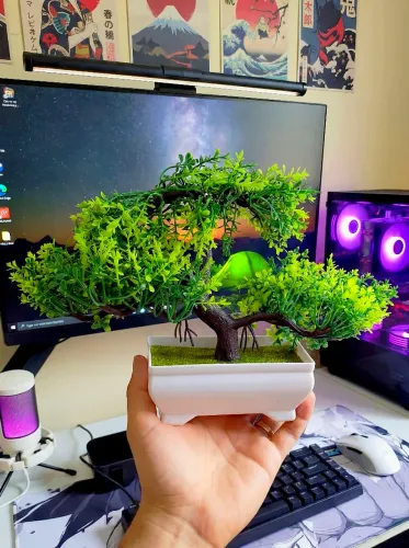 Bonsai Artificial Realista - Planta Decorativa para Setup e Escritório