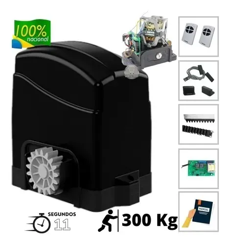 Kit Motor Portão Eletrônico 2 Controles + 3m Cremalheira 
