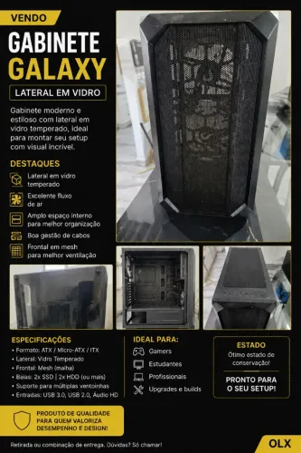 Gabinete Galaxy Lateral de vidro