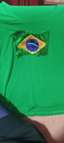 Camiseta Feminina do Brasil (bordada)(baby?ook) tam. G