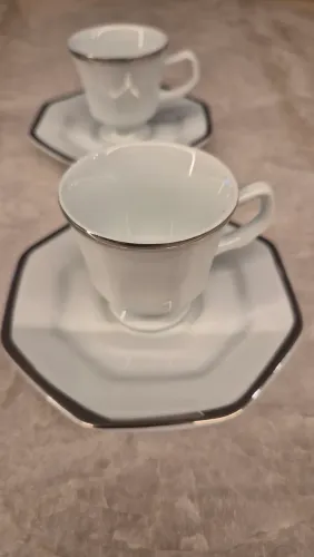 Xícaras de café Schimidt Filete Prata