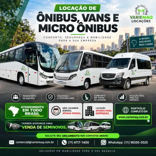 Locação de Ônibus, Vans e Micro Ônibus - Aluguel Mensal para Todo Brasil
