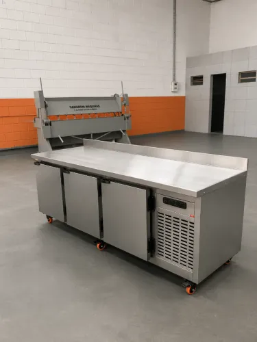 Mesa Refrigerada Industrial 1950mm 3 Portas para Cozinha Profissional