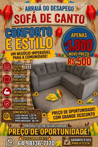 Sofá de canto confortável passamos cartão