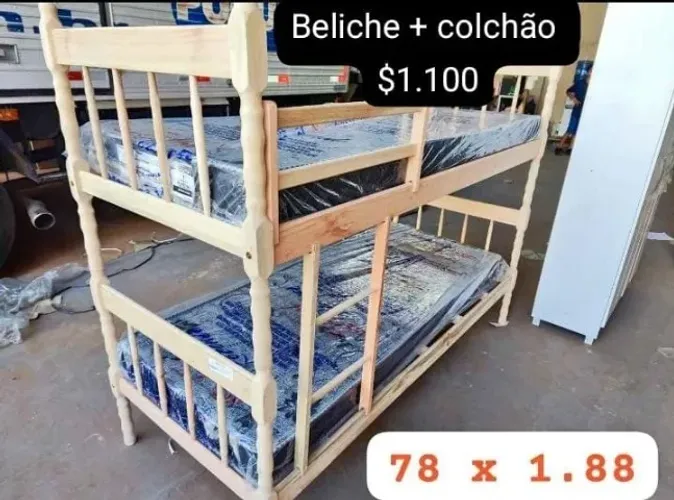 Beliche Nova Madeira Eucalipto Com 2 Colchões Na Promoção