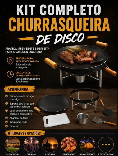 Kit Completo Churrasqueira de Disco de Arado