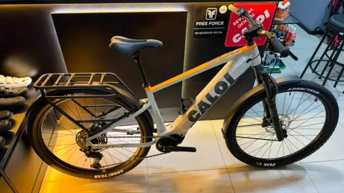 E-vibe Caloi Explorer SUV 100 N/M de torque Shimano Cues 11v Rockshox Psylo 21x no cartão