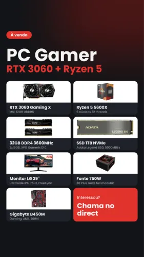 PC GAMER RYZEN 5 RTX 3060 12GB