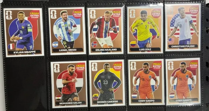 Kit 9 Legend Extra Sticker Bronze Copa 2026 Messi Mbappe Haaland Diaz Caicedo Pulisic Sala
