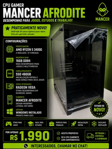 ? PC GAMER MANCER AFRODITE - RYZEN 5 + 16GB RAM + SSD 480GB ?