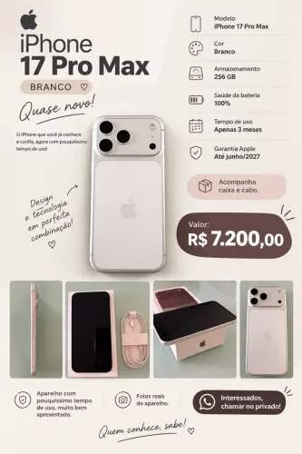 Vendo iPhone 17 pro Max 256 bateria 100%