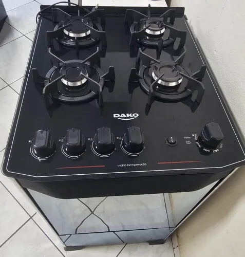 Fogão 4 Bocas Dako Magister Style Com Mesa De Vidro Espelhado Bivolt