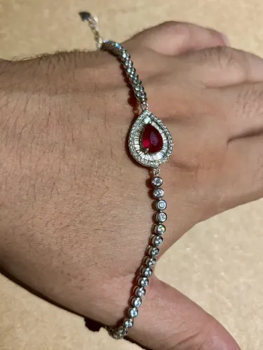 Linda pulseira Riviera de prata 925 com banho de Ródio branco
