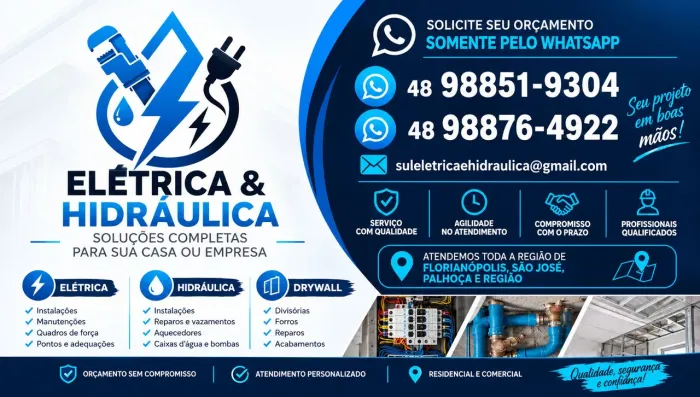 Elétrica, hidráulica e Drywall
