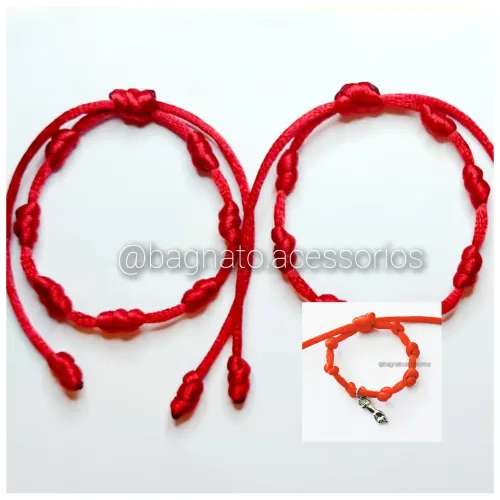 Conjunto com 3 pulseiras Kabbalah 7 nós: 2 adultos e 1 bebê