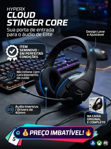 Headset Gamer HyperX Cloud Stinger Core - Perfeito Estado[SEMINOVO NA CAIXA]