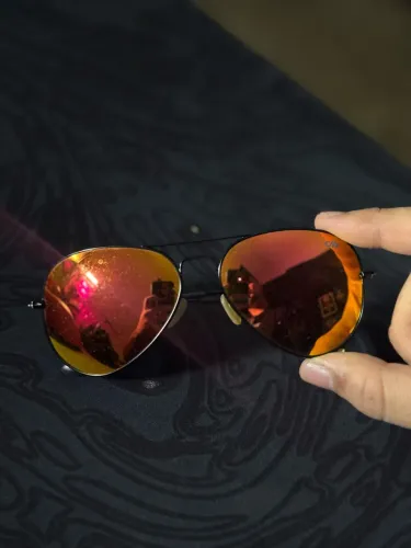 óculos de aviador lente espelhada laranja original ray-ban