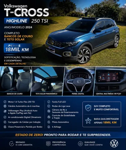 Volkswagen T-Cross Highline 1.4 TSI Flex 16V 5P AUT 2024