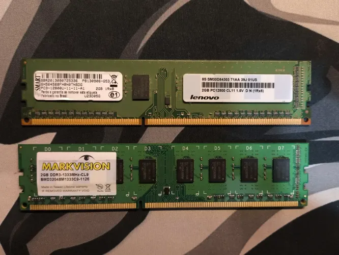 Memória ram DDR3 2GB 1333MHz e 1600 MHz
