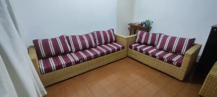 Conjunto de Sofás em Fibra Sintética/Vime + Mesa de Centro Conjunto