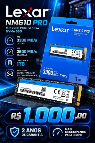 SSD NVME 1T LEXAR - 2 anos de garantia