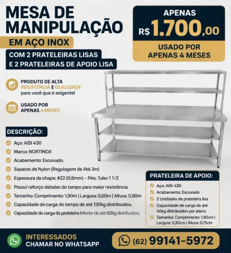 MESA DE AÇO INOX