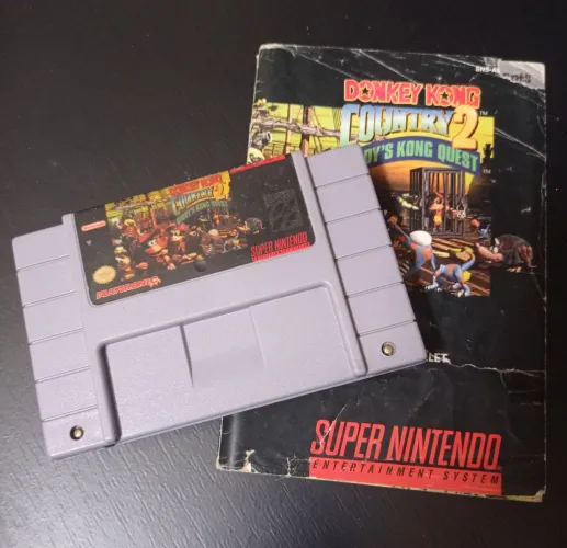 jogo Donkey Kong country 2 Diddys Kong Quest original com manual