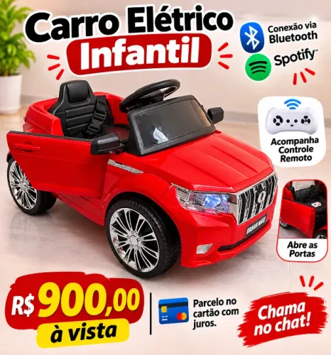 Carro Elétrico Infantil Vermelho com Controle Remoto