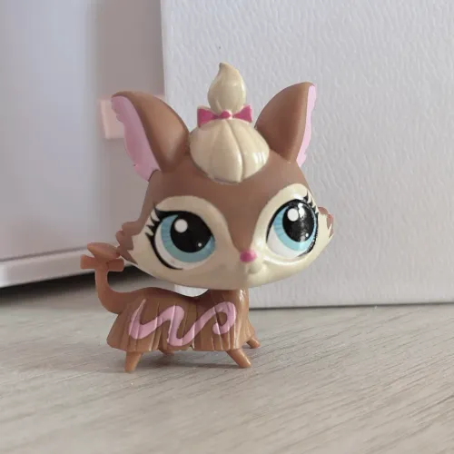 Littlest Pet Shop autêntico # 3263 marrom caramelo creme Yorkie rosa redemoinho
