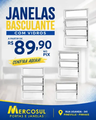 Janela Vitro Basculante em Alumínio - Oferta 