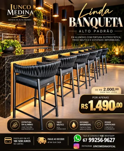 BANQUETA ALTO PADRÃO EM CORDA NÁUTICA