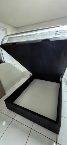 Cama box casal com baú e colchão