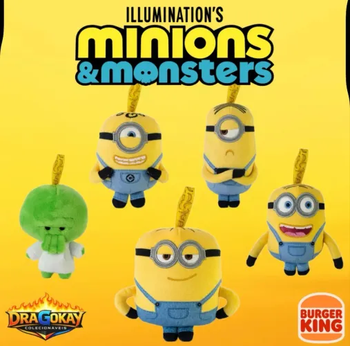 Minions & Monstros Pelúcia Surpresa Burguer King BK King Jr