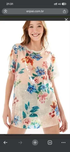 Vestido T Shirt Paetê- Farm