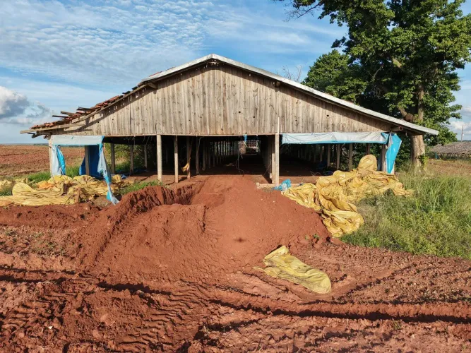 Barracão de granja vendo estrutura completa 