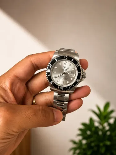 Rolex aço inoxidável aprova dágua todo funcional, fundo preto e fundo prata 