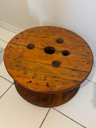 Mesa de Centro Rústica - Carretel de Madeira Bobina